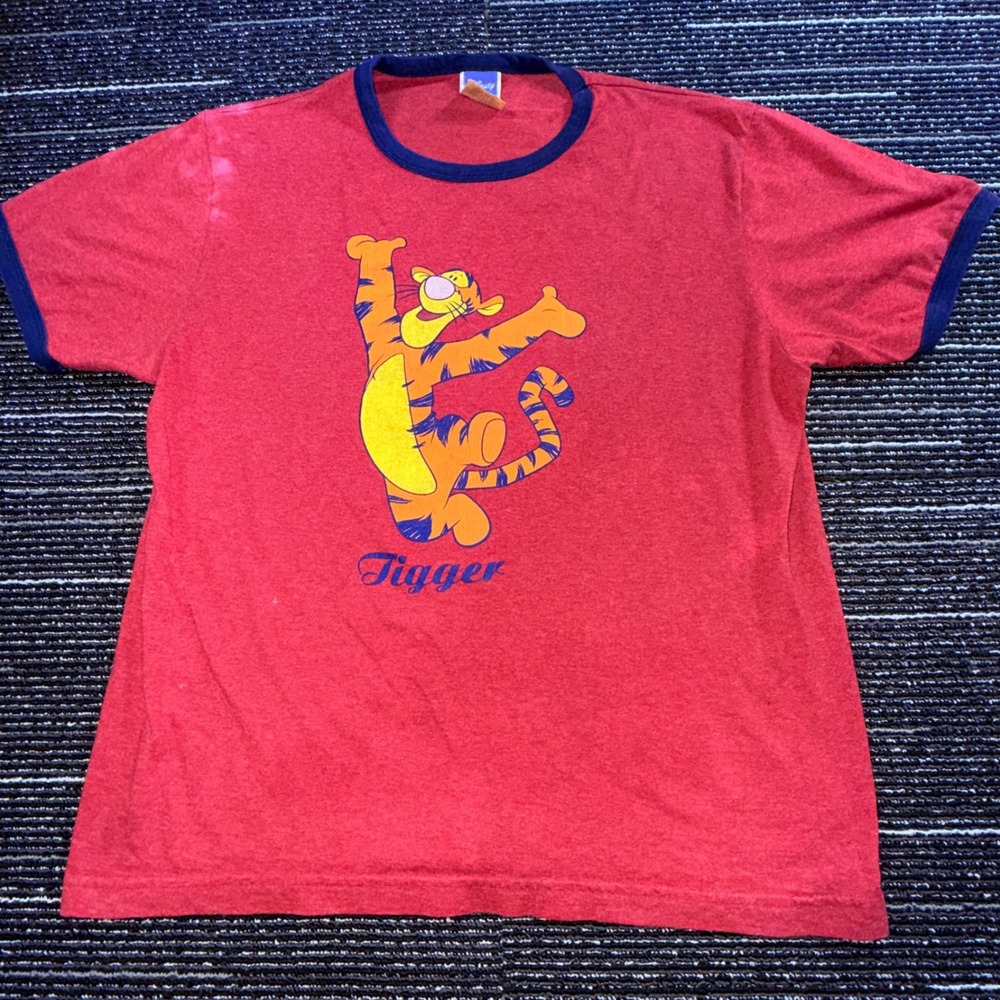 Disney Tigger Ringer T-Shirt Unisex L Red Vintage Y2K Jerry Leigh